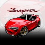  car chibi chris_ilst commission highres motor_vehicle no_humans original red_car spoiler_(automobile) sports_car toyota toyota_supra toyota_supra_mk_v vehicle_focus vehicle_name 