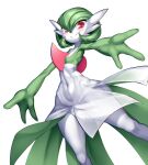  1girl ass_visible_through_thighs blush bob_cut breasts closed_mouth collarbone colored_skin commentary_request gardevoir green_hair green_skin hair_between_eyes happy highres incoming_hug kawahagi-tei legs_apart looking_at_viewer multicolored_skin navel outstretched_arms partial_commentary pokemon pokemon_(creature) pussy red_eyes see-through short_hair simple_background small_breasts smile solo split_mouth spread_arms spread_fingers standing stomach thighs two-tone_skin white_background white_skin wide_hips 