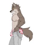  2023 5_fingers abs anthro athletic athletic_anthro athletic_male black_nose bottomwear boxers_(clothing) brown_body brown_fur bulge canid canine canis clothed clothing digital_media_(artwork) dreamworks eyebrows fingers fur gilgames grin heart_boxers heart_underwear humanoid_hands male mammal meme mr._wolf_(the_bad_guys) nipples pants smile solo teeth the_bad_guys tight_pants_(meme) topless topless_anthro topless_male underwear wolf 