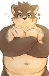  &lt;3 10_cosmo_24 anthro belly blush canid canine canis crossed_arms domestic_dog eyebrows fur grey_body grey_fur hi_res lifewonders male mammal moritaka musclegut navel nude pecs scar solo thick_eyebrows tokyo_afterschool_summoners 