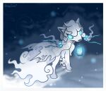  alolan_form alolan_vulpix cold female feral glowing glowing_eyes halloween halloween_costume hi_res holidays lamp lantern looking_at_viewer looking_back multi_tail nintendo pokemon pokemon_(species) regional_form_(pokemon) sketchygarden snow solo tail 