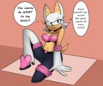  angry anthro bat clothed clothing degradation dialogue disappointed english_text female fully_clothed fur kodota mammal orange_body rouge_the_bat sega solo sonic_the_hedgehog_(series) speech_bubble text upset white_body white_fur 