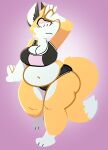  2019 anthro belly big_belly big_breasts big_butt biped black_body black_clothing black_ears black_fur bottomwear breasts butt canid canine cel_shading clothing dogfluid eyelashes female fox fur fur_markings hi_res mammal markings multicolored_body multicolored_ears multicolored_fur orange_body orange_fur orange_tail paws pink_clothing pink_nose shaded slightly_chubby solo tail tail_markings thick_thighs topwear two_tone_body two_tone_ears two_tone_fur two_tone_tail white_body white_ears white_fur white_tail wide_hips zera_(titsunekitsune) 