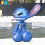  1:1 alien anthro big_butt blender_(software) butt disney experiment_(lilo_and_stitch) fence hi_res lilo_and_stitch male onyxsplash plant poolside solo stitch_(lilo_and_stitch) tree watermark wet 