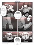  anthro bodily_fluids canid canine cinicalvoice comic crying deer duo fennec fox hand_holding hi_res male male/male mammal tears text 