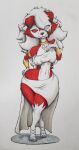  absurd_res anthro canid canine colored_pencil_(artwork) female generation_7_pokemon gold_(metal) gold_jewelry greek_clothing hair hair_over_eye hi_res jewelry lycanroc mammal midnight_lycanroc nintendo one_eye_obstructed pokemon pokemon_(species) sekairu solo traditional_media_(artwork) wide_hips 