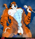  abs anthro balls biceps bigshadowdragon blue_nose casual_nudity deltoids felid feline felis flaccid foreskin frosted_flakes fur genitals hi_res humanoid_genitalia humanoid_hands humanoid_penis kellogg&#039;s male mammal mascot muscular muscular_anthro muscular_male navel nipples nude orange_body pantherine pecs penis plantigrade quads shower simple_background solo steam stripes tiger tony_the_tiger unretracted_foreskin white_body 