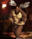  abs anthro cherry_blossom_kid deer diffuse_moose facial_hair hi_res hooves horn male mammal moose muscular muscular_anthro muscular_male mustache new_world_deer pecs solo vein veiny_muscles 