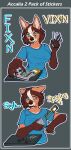  2023 5_fingers anthro blue_eyes breasts brown_body brown_fur brown_hair brown_nose canid canine canis claws clothed clothing digital_media_(artwork) ears_down eyebrow_through_hair eyebrows eyelashes fangs female finger_claws fingers fleety_(artist) fox fur game_boy game_boy_family game_cartridge grey_background hair heterochromia mammal nintendo open_mouth pivoted_ears screwdriver shirt signature simple_background solo stickers t-shirt teeth text tools topwear translucent translucent_hair white_hair yellow_eyes 