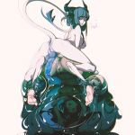  blue_hair blue_penis bodily_fluids breasts cum female genital_fluids genitals hair herm hi_res horn human humanoid intersex intersex/female mammal not_furry penis shaded signature simple_background slime upsetfroglet upside_down white_background white_body 