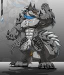  abs alligator alligatorid anthro arm_spikes biceps big_arms big_biceps biped blue_eyes body_hair canid canine canis chest_hair claws clothing collar crocodile crocodilian crocodylid ear_piercing ear_ring fangs featureless_crotch gold_(metal) gold_jewelry grey_body grey_hair grey_scales grey_skin hair hi_res hybrid jewelry legwear male mammal markings monster muscular muscular_anthro muscular_male muscular_thighs nipples open_mouth palette pecs piercing plated_scales pubes reptile ring_piercing scale_markings scales scalie serratus sharp_claws sharp_teeth shoulder_spikes silver_hair solo spiked_arms spiked_body spiked_tail spikes spikes_(anatomy) tail tail_tuft teeth tuft valentinesartx vein were wolf 