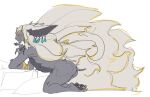  andromorph anthro big_ears fur grey_body grey_fur hair intersex long_hair looking_back nintendo rauru_(tears_of_the_kingdom) solo tagme tears_of_the_kingdom the_legend_of_zelda white_hair yamabat zonai 