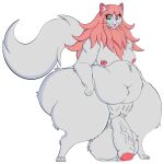  1:1 4_toes alpha_channel anthro balls balls_on_floor balls_outline balls_touching_floor belly big_belly big_butt big_penis blue_eyes butt chest_tuft claws feet felid feline fluffy fluffy_tail fupa fur genital_outline genitals girly hair hi_res huge_penis hyper hyper_genitalia hyper_penis looking_at_viewer male mammal moobs navel nekonexii nipples nude overweight overweight_male penis pink_claws pink_ears pink_hair pink_nipples pink_nose ray_dragnus semi-anthro simple_background smile solo tail toes transparent_background tuft whiskers white_body white_fur wide_hips 