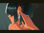  2girls bob_cut bruise diagonal_bangs ear_chain earrings genshin_impact highres injury jewelry lilac_alien multiple_girls outstretched_hand patreon_logo patreon_username reaching shenhe_(genshin_impact) short_hair twitter_logo twitter_username yelan_(genshin_impact) 