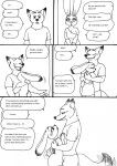  2023 4_fingers anthro bernielover bernielover&#039;s_college_au breasts butt canid canine claws clothed clothing comforting comic dialogue disney duo embrace english_text fangs female finger_claws fingers fox fur hi_res hug humanoid_hands judy_hopps lagomorph leporid male male/female mammal nick_wilde open_mouth open_smile rabbit shirt smile t-shirt tail tail_motion tailwag teeth text tongue topwear zootopia 