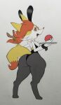  absurd_res anthro big_butt box_(hajimeyou654) braixen bunny_costume butt canid canine clothing costume female fox generation_6_pokemon hi_res looking_at_viewer looking_back mammal nintendo pokeball pokemon pokemon_(species) rear_view solo thick_thighs wide_hips 