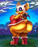  absurd_res anthro areola bat big_breasts big_butt boots breasts butt clothing female footwear green_eyes hi_res huge_butt isolatedartest looking_at_viewer mammal rouge_the_bat sega solo sonic_the_hedgehog_(series) wings 