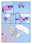  absurd_res aquest bodily_fluids bottomless clothed clothing comic covering_butt crotch_breasts disney embarrassed eyes_on_the_prize flip flying friendship_is_magic genitals hasbro hi_res judy_hopps meta my_little_pony pussy racing rivalry running sweat sweatband twilight_sparkle_(mlp) zootopia 