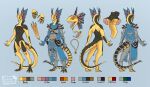  2023 animal_genitalia anthro armor bottomwear claws cloaca clothed clothed_anthro clothed_female clothing dagger digital_media_(artwork) divinity:_original_sin_2 endermoonfur fan_character feet female female_anthro forked_tongue frill_(anatomy) fully_clothed fully_clothed_anthro fully_clothed_female genitals glottis grey_background hi_res lizard lizard_(divinity) melee_weapon membrane_(anatomy) membranous_frill model_sheet nude open_mouth pants portrait presenting reptile scales scalie sheathed_weapon shirt simple_background solo standing tail teeth text toes tongue tongue_out topwear weapon yellow_body yellow_scales 