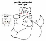 2023 anthro big_butt blush blush_lines blushysnoots bodily_fluids boy_kisser_(meme) butt canid canine digital_drawing_(artwork) digital_media_(artwork) english_text fat_belly fat_fetish fur hi_res male mammal no_shading obese overweight simple_background solo solo_focus sweat sweatdrop text white_background white_body white_fur 