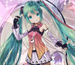  1girl aqua_eyes aqua_hair detached_sleeves freely_tomorrow_(vocaloid) happy hatsune_miku highres long_hair looking_at_viewer masatakaman55go nail_polish navel project_diva_(series) project_diva_f skirt smile solo star_voice_(module) twintails very_long_hair vocaloid white_skirt 