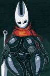  2023 anthro areola arthropod artist_name big_areola big_breasts black_background black_body black_skin breasts cape cape_only clothing curvaceous curvy_figure empty_eyes eyelashes female fingers genitals hi_res hollow_knight hornet_(hollow_knight) hourglass_figure huge_areola huge_breasts insect looking_at_viewer mostly_nude nail_(weapon) nipples nude parasitedeath pussy signature simple_background solo team_cherry thick_thighs traditional_media_(artwork) vessel_(species) voluptuous wide_hips 