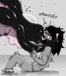  alien beard black_body black_hair clothed clothing duo english_text facial_hair hair hi_res human kissing male mammal not_furry shirt size_difference smaller_human smaller_male text the_wanderer topwear ze_blackball.d 