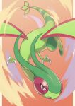  bright_pupils claws commentary_request dusk_poke27 fang flygon flying highres no_humans open_mouth orange_background pokemon pokemon_(creature) skin_fang smile solo 