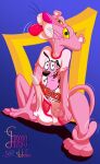  absurd_res anthro aroused aroused_smile balls bodily_fluids bottomless bottomless_male cartoon_network clothed clothing courage_the_cowardly_dog courage_the_cowardly_dog_(character) felid genital_fluids genitals hi_res lobofeo male mammal pantherine penile_spines penis pink_body pink_panther pink_panther_(series) solo sweat tenting underwear urine wetting wetting_bottomwear 