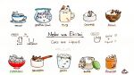  animal_focus blush bottle bowl calico cat_day closed_eyes cup dated english_text fishbowl flower_pot frown glass green_eyes grey_cat mi-ke_cat mug no_humans one_eye_closed open_mouth original paw_print plate romaji_text saucepan sitting sleeping speech_bubble spoon tabby_cat teacup white_background 