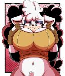  anthro big_breasts blush bottomless bovid breasts caprine cleavage clothed clothing cxrryart female fingerless_gloves gloves handwear hi_res horn idw_publishing lanolin_the_sheep_(sonic) mammal sega sheep solo sonic_the_hedgehog_(comics) sonic_the_hedgehog_(idw) sonic_the_hedgehog_(series) 