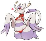  &lt;3 ambiguous_gender anthro biped blush clothed clothing generation_5_pokemon kneeling licking licking_lips mienshao nintendo pokemon pokemon_(species) purple_body red_eyes simple_background skimpy solo tongue tongue_out white_background white_body yakiniku628 