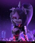  anthro armwear bra city clothing elbow_gloves english_text fan_character female gloves handwear licking licking_lips looking_at_viewer night sainnetry sega solo sonic_the_hedgehog_(series) star star_the_spineless_hedgehog text tongue tongue_out underwear 