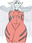  2023 3:4 amber_eyes anthro bodysuit clothing cosplay dark_rya dialogue digital_drawing_(artwork) digital_media_(artwork) dinosaur eyelashes fang_(gvh) feathered_wings feathers female goodbye_volcano_high grey_body grey_scales hair hi_res long_hair looking_at_viewer low-angle_view neon_genesis_evangelion pterodactylus pterosaur reptile scales scalie silver_hair simple_background skinsuit smile snoot_game snout solo spanish_text text tight_clothing translation_check translation_request white_background wings worm&#039;s-eye_view 