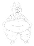  2018 4_fingers anthro belly big_belly big_breasts biped bottomwear breasts buckteeth carol_(kaboodles) clothed clothing digital_drawing_(artwork) digital_media_(artwork) english_text female fingers front_view full-length_portrait fur gym_bottomwear gym_clothing gym_shorts hair kaboodles lagomorph leporid looking_at_viewer mammal monochrome number number_on_clothing number_on_topwear obese obese_anthro obese_female overweight overweight_anthro overweight_female portrait rabbit shirt shorts simple_background sketch smile solo sportswear standing teeth text text_on_clothing text_on_shirt text_on_topwear thick_thighs topwear white_background wide_hips 