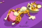  3:2 a._(artist) anthro chest_tuft clawroline cunnilingus digital_media_(artwork) duo felid female fur kirby kirby_(series) kirby_and_the_forgotten_land leg_markings leopard male male/female mammal markings multicolored_body multicolored_fur nintendo nude open_mouth oral pantherine pink_fingernails pixel_(artwork) purple_background purple_eyelids sex shaded signature simple_background socks_(marking) spots spotted_body tail tuft vaginal 