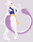 ambiguous_gender anthro asian_clothing butt chinese_clothing clothing digital_media_(artwork) east_asian_clothing female generation_1_pokemon hi_res holowear_(pokemon) legendary_pokemon looking_back mammal martial_arts_style_mewtwo mewtwo nintendo pokemon pokemon_(species) pokemon_unite simple_background solo tail tcg_(artist) thick_thighs wide_hips 