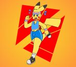  anthro clothed clothing dangermons footwear generation_1_pokemon headgear headwear jogging male nintendo pikachu pokemon pokemon_(species) shoes solo 