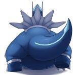  2022 3_toes absurd_res ambiguous_gender belly big_belly blue_body claws dialga digital_media_(artwork) emanata featureless_ass featureless_crotch feet feral generation_4_pokemon hi_res legendary_pokemon morbidly_obese morbidly_obese_ambiguous morbidly_obese_feral motion_lines nintendo nude obese obese_ambiguous obese_feral overweight overweight_ambiguous overweight_feral pokemon pokemon_(species) raised_tail rear_view secret_d_devil shaded simple_background solo tail thick_thighs toe_claws toes translated_description walking white_background 
