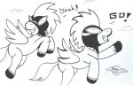  clothing dialogue duo equid equine eyewear feral flying friendship_is_magic goggles hasbro horse male mammal moby monochrome my_little_pony pegasus pony reddragonkan shadowbolts_(mlp) traditional_media_(artwork) uniform wings 