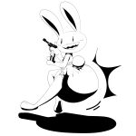  1:1 2021 absurd_res alternate_version_at_source anthro chocomintshake diaper diaper_fetish gun hi_res holding_gun holding_object holding_ranged_weapon holding_weapon lagomorph leporid male mammal max_(sam_and_max) monochrome open_mouth open_smile rabbit ranged_weapon sam_and_max simple_background smile solo teeth weapon white_background 