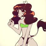  anthro bangs bikini breasts camel_toe canid canine canis clothing domestic_dog female freckles hair hi_res mammal peenations poodle red_hair slim sly small_breasts solo swimwear thighs thong tongue tongue_out underwear 