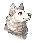  ambiguous_gender ayaka canid canine canis detailed detailed_fur domestic_dog feral fur headshot_portrait looking_away mammal portrait shaded simple_background smile solo white_background white_body white_fur 