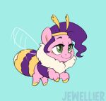  animated arthropod bee blinking blue_background bumble_bee_(species) equid equine flapping_wings fluffy flying fur green_eyes hair hasbro hybrid hymenopteran insect insect_wings jewellier_(artist) mammal mlp_g5 my_little_pony pink_body pink_fur pipp_petals_(mlp) purple_hair simple_background wings 