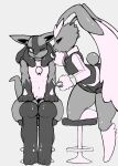  absurd_res applying_makeup cappuccino clothed clothing fan_character female generation_4_pokemon hi_res kaiden lopunny lucario makeup male nintendo personal_grooming pokemon pokemon_(species) sitting vulapa 