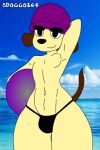  anthro bdoggo264 bdoggo_(artist) bdoggo_the_beagle beagle brown_ears brown_tail bulge canid canine canis clothing domestic_dog hunting_dog male mammal scent_hound simple_background smile solo tail yellow_body 