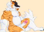 anthro arcanine balls beard belly_hair big_penis blue_claws blue_pawpads bodily_fluids body_hair chest_hair claws cum dripping facial_hair fan_character fluffy fluffy_tail fur generation_1_pokemon genital_fluids genitals goatee hair hat_over_eyes hi_res humanoid_genitalia humanoid_penis isaacyote_(artist) male musclegut muscular muscular_anthro muscular_male nintendo nipples nude orange_body orange_fur pawpads penis pokemon pokemon_(species) ponytail precum precum_drip pubes purple_nose solo tail vein veiny_penis white_body white_fur 