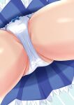  1girl absurdres blue_skirt borrowed_character bow bow_panties close-up commentary_request commission crotch crotch_seam faltnep_tsukasa from_below highres lace-trimmed_panties lace_trim original panties partial_commentary pleated_skirt shironagasu_kujira skeb_commission skirt solo underwear upskirt white_panties 