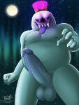  3:4 anthro balls belly big_belly boo_(mario) crown digital_media_(artwork) erection genitals ghost glowing glowing_eyes headgear hi_res humanoid_genitalia humanoid_penis king_boo luigi&#039;s_mansion male mario_bros moon night nintendo nipples not_furry nude open_mouth outside overweight overweight_male penis simple_background slightly_chubby solo spirit star teeth timidwithapen tongue tongue_out tpngue_out vein veiny_penis 