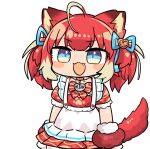  1girl :3 akami_karubi animal_ears animal_hands apron blonde_hair blue_eyes blush_stickers cat_ears cat_tail collar fangs frilled_apron frills gloves indie_virtual_youtuber kanikama maid_apron multicolored_eyes multicolored_hair open_mouth paw_gloves red_hair smile solo streaked_hair tail twintails two-tone_hair virtual_youtuber yellow_eyes 